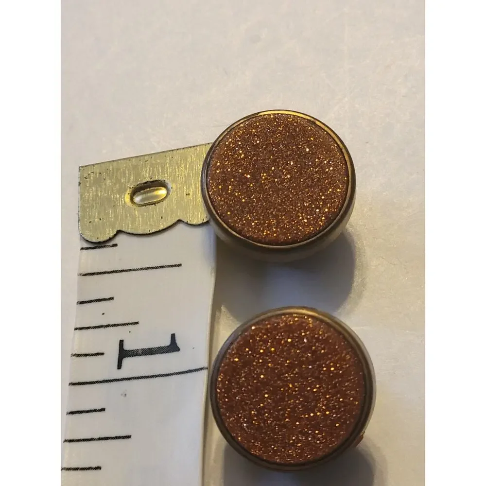 Vintage Cufflinks Sparkle‎ Shimmer Gold Tone Metal Victorian Antique Lot of 2